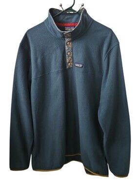 Patagonia Green Patterned Neckline Micro D Snap-T Fleece Pullover Sz XL